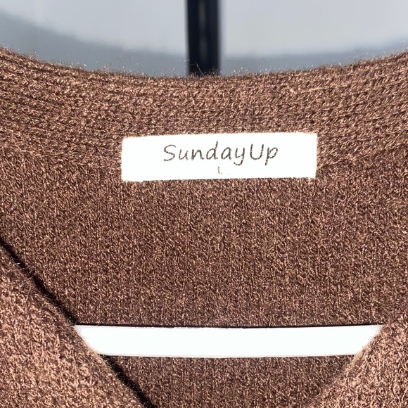 Sunday Brown Sweater with Fur Trim - Picture 2 of 11